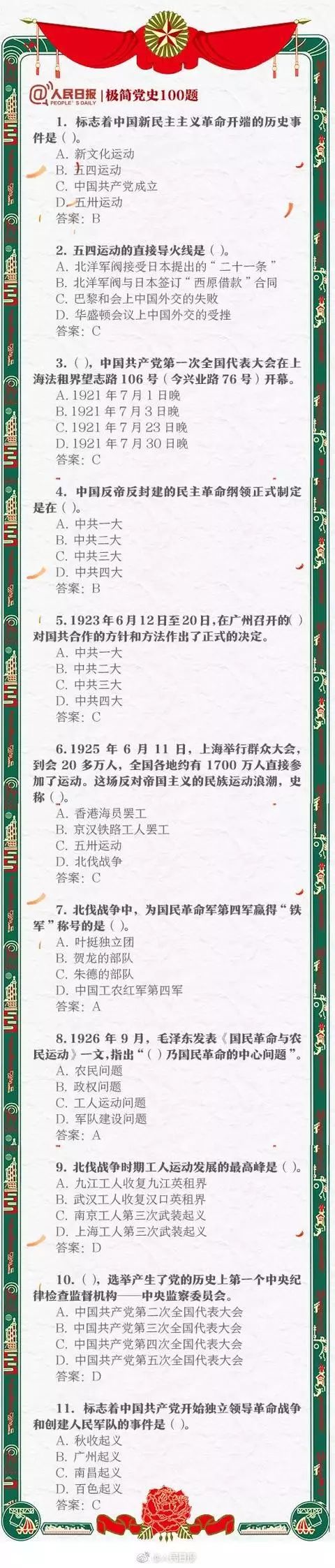 漲知識！極簡黨史100題，你能做對幾道？